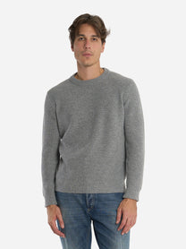 Maglia girocollo a coste grigia