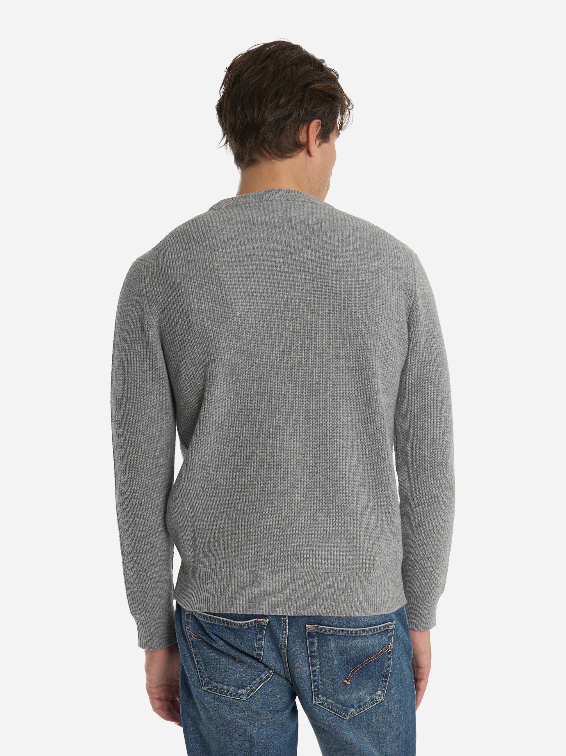 Maglia girocollo a coste grigia