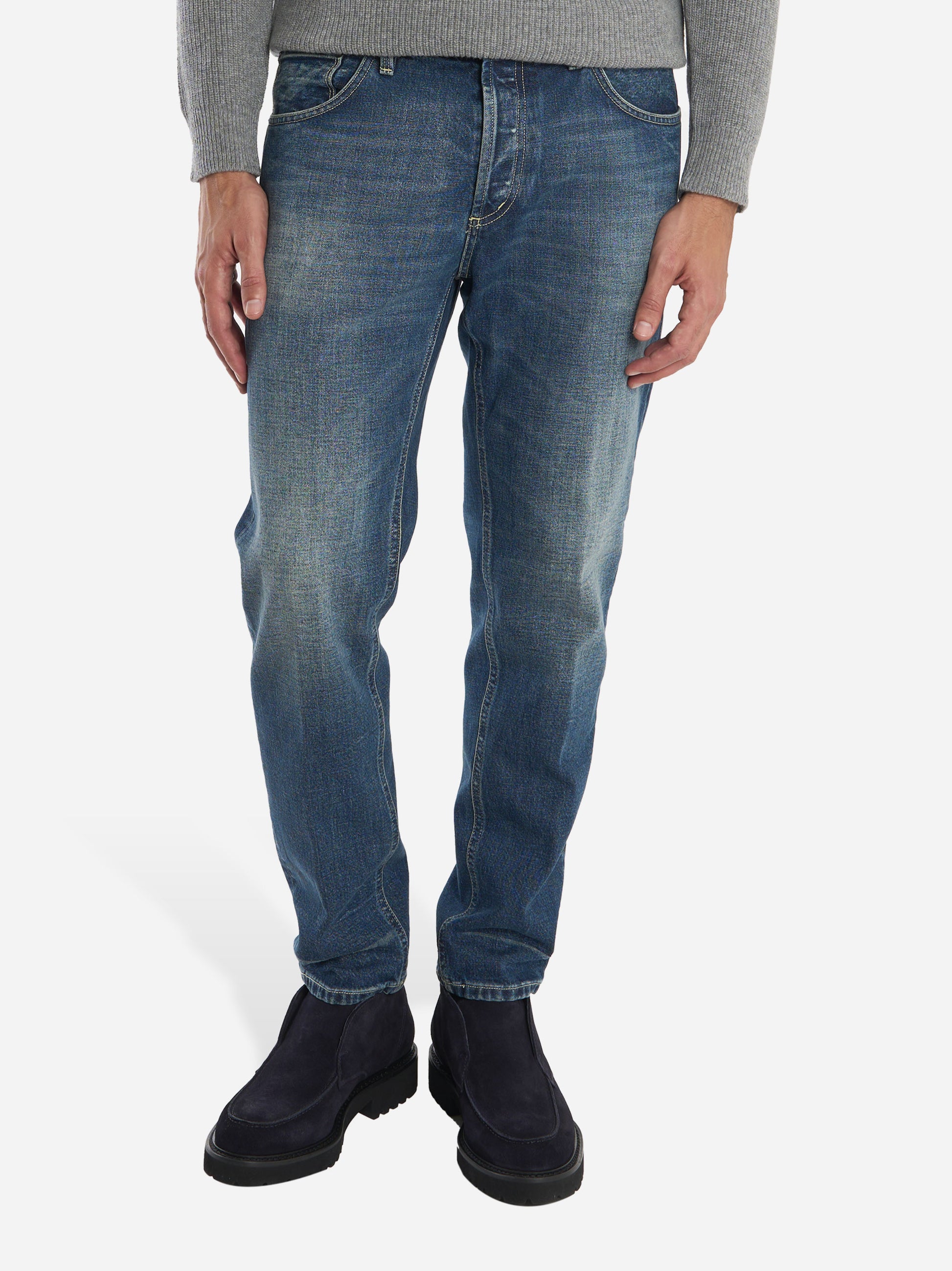 Jeans blu carrot fit Brighton in denim fermo
