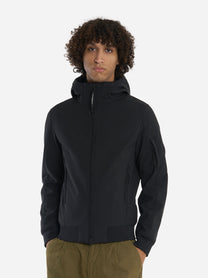 Giacca con cappuccio in soft shell nera