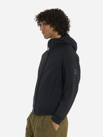 Giacca con cappuccio in soft shell nera