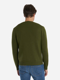 Maglia girocollo in lana merinos finezza 7 Verde