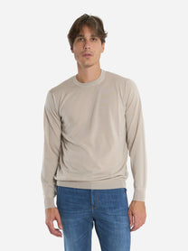 Maglia girocollo in lana finezza 16 Beige