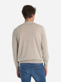 Maglia girocollo in lana finezza 16 Beige