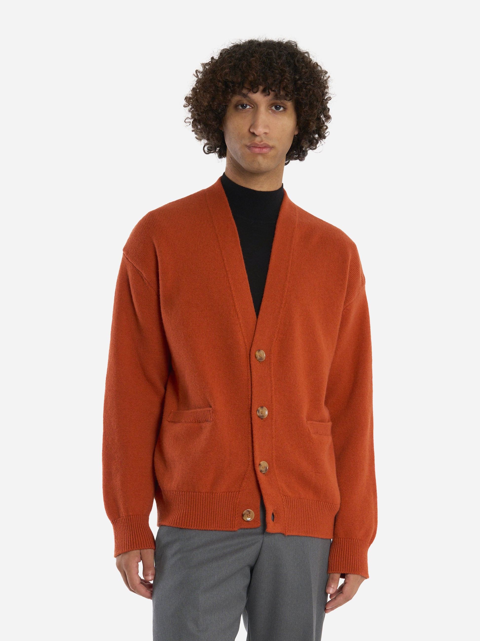 Cardigan in lana merinos e cashmere Arancione