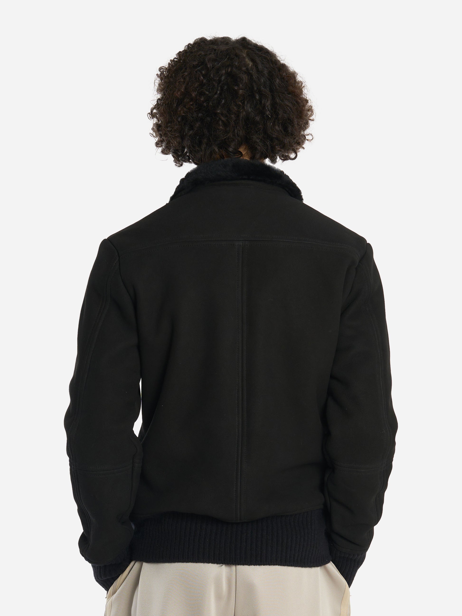 Cardigan in shearling nero