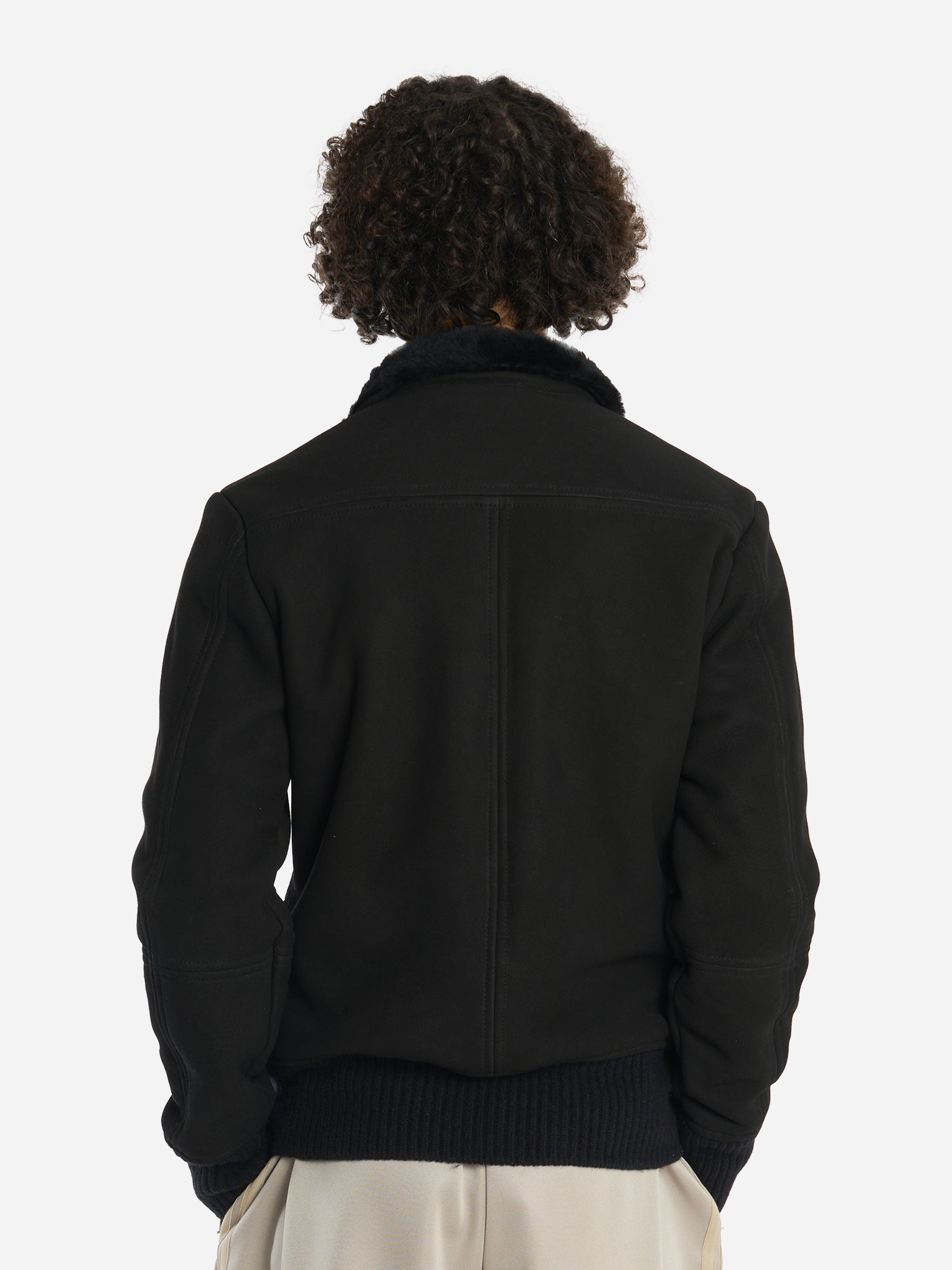 Cardigan in shearling nero