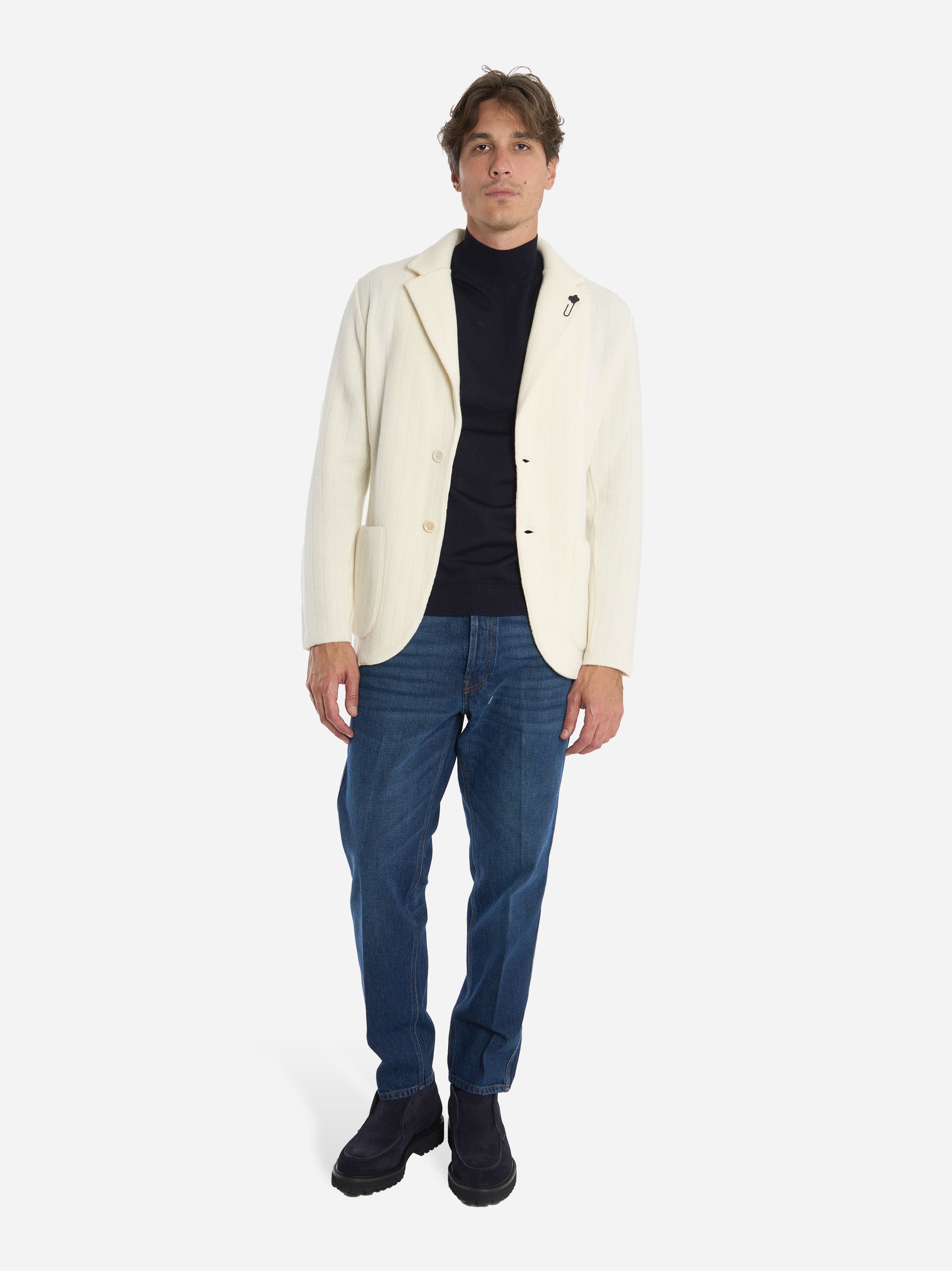 Giacca maglia in lana e cashmere Bianco