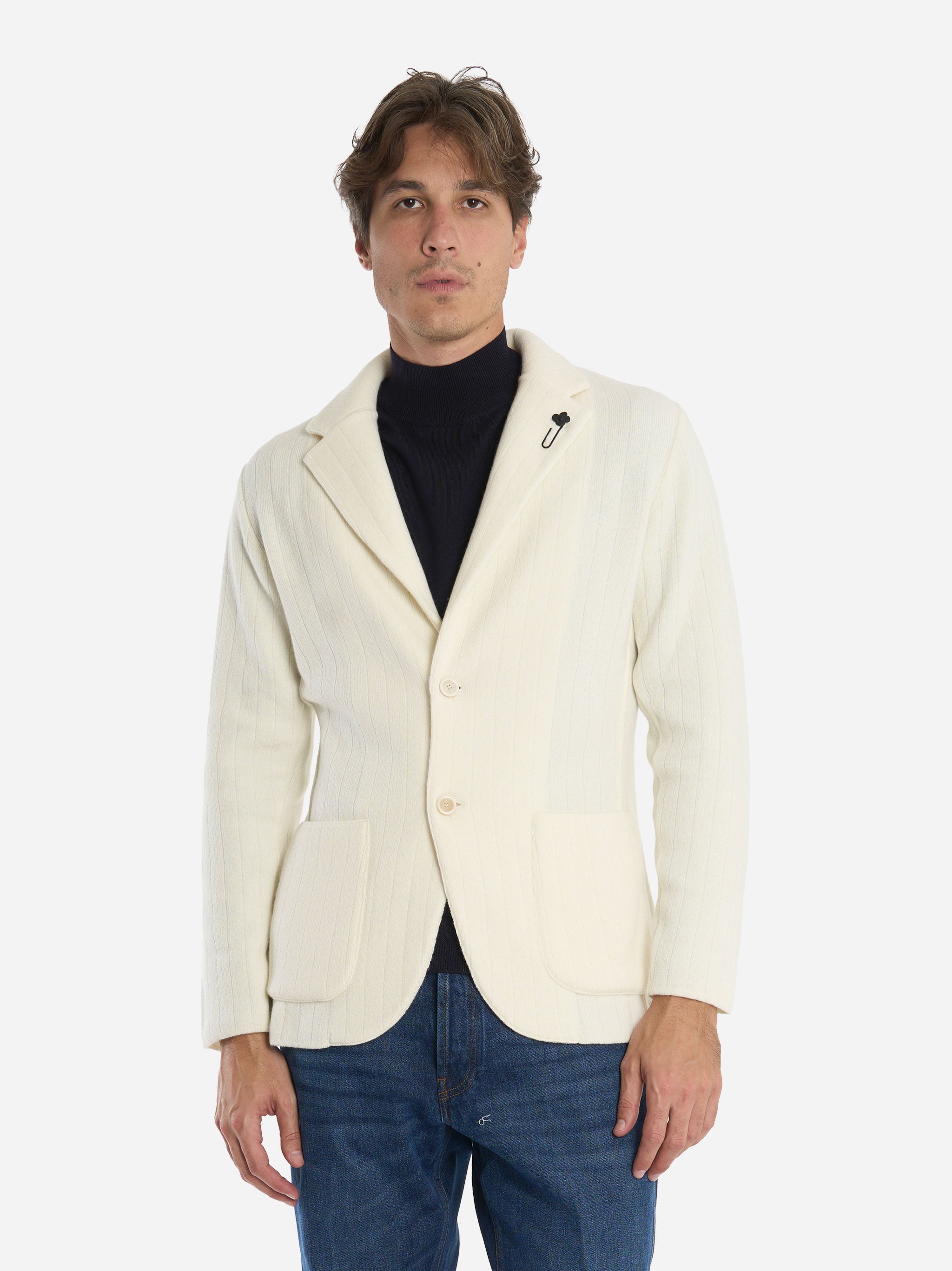 Giacca maglia in lana e cashmere Bianco