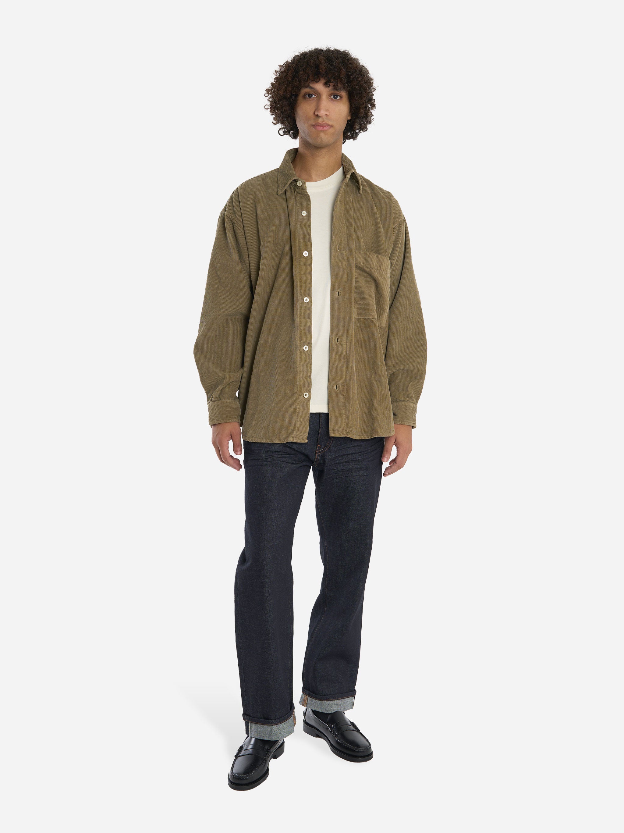 Camicia loose fit in velluto verde