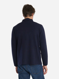 Giacca maglia con tasche in lana Blu