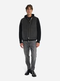 Gilet con zip in lana grigio