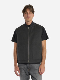 Gilet con zip in lana grigio