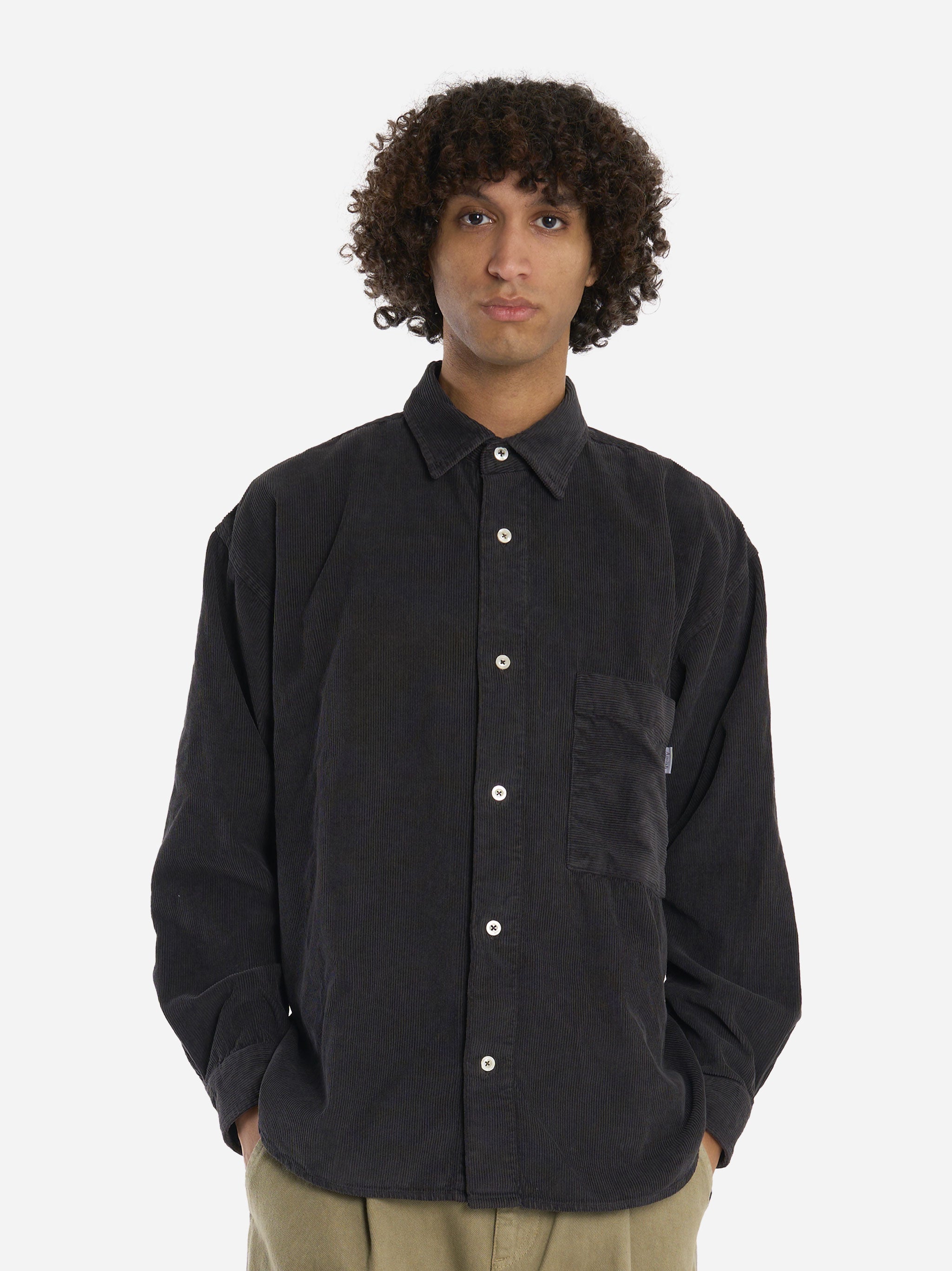 Camicia loose fit in velluto nero