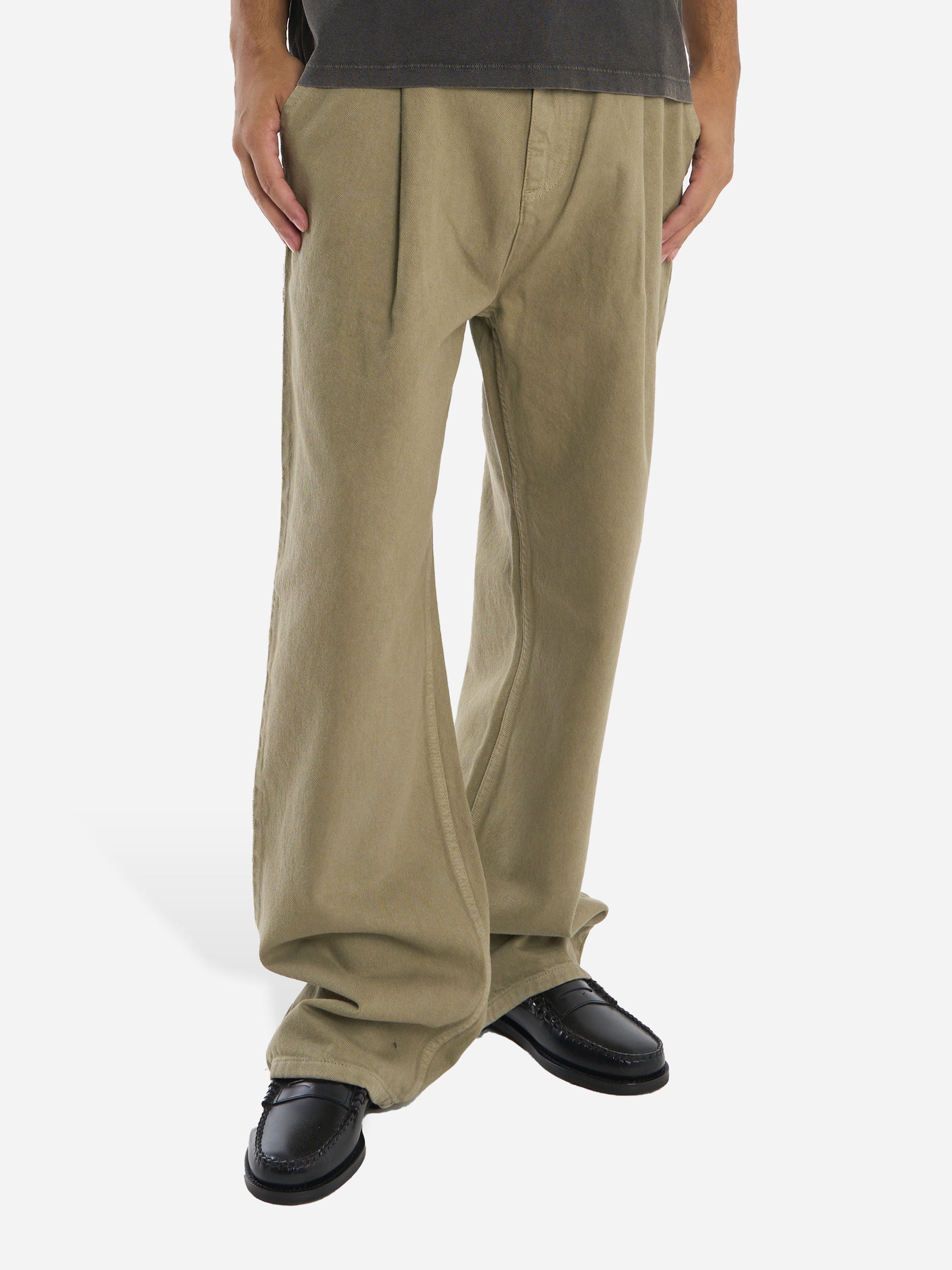 Pantalone loose fit in bull denim verde