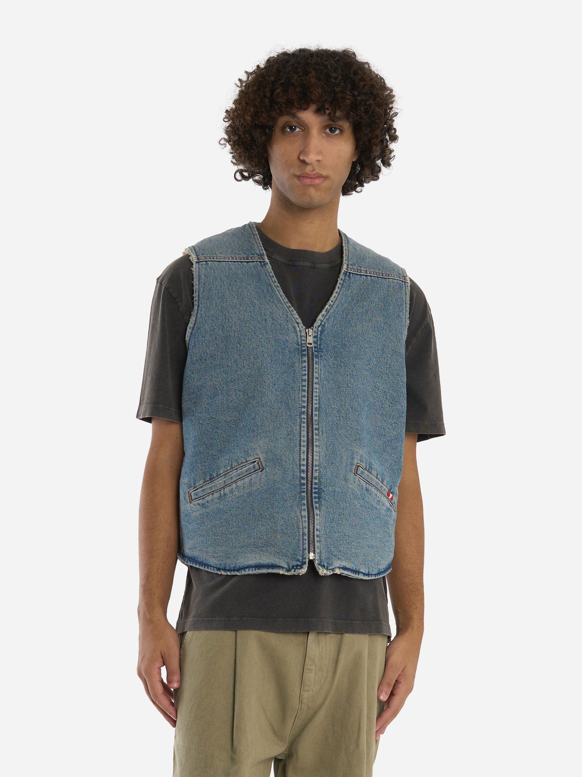 Gilet in denim con orsetto