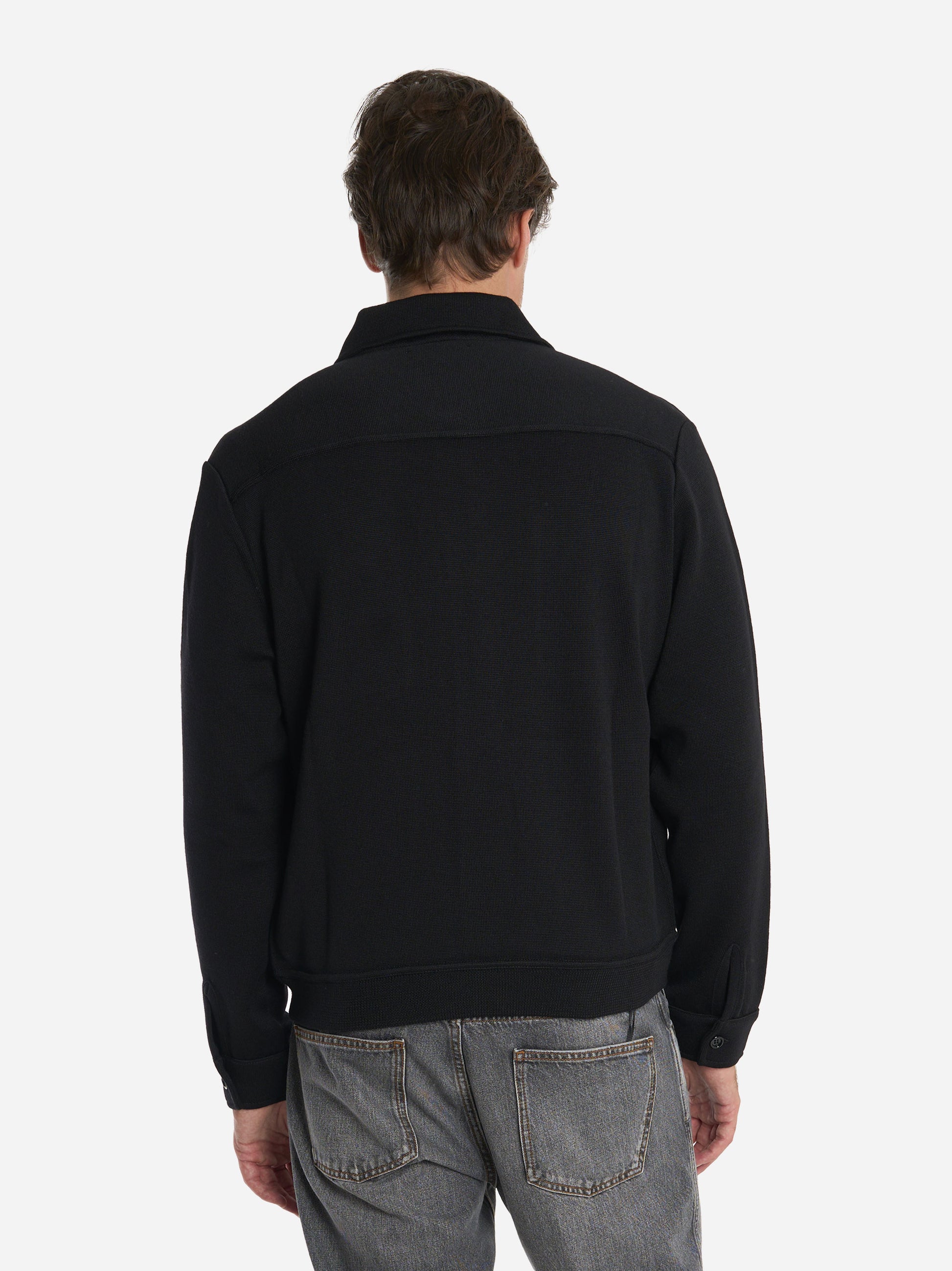 Bomber con colletto in maglia nera