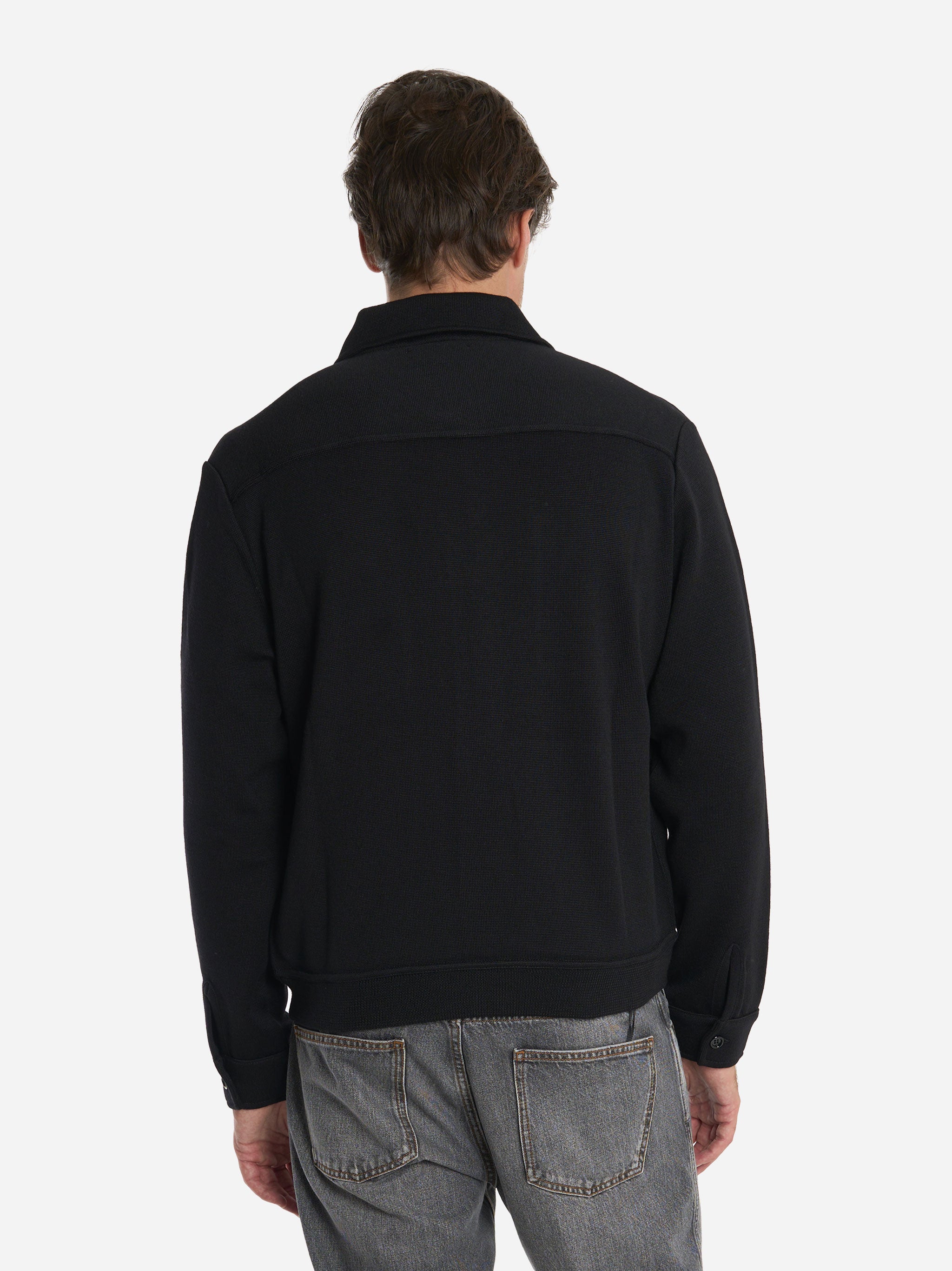 Bomber con colletto in maglia nera