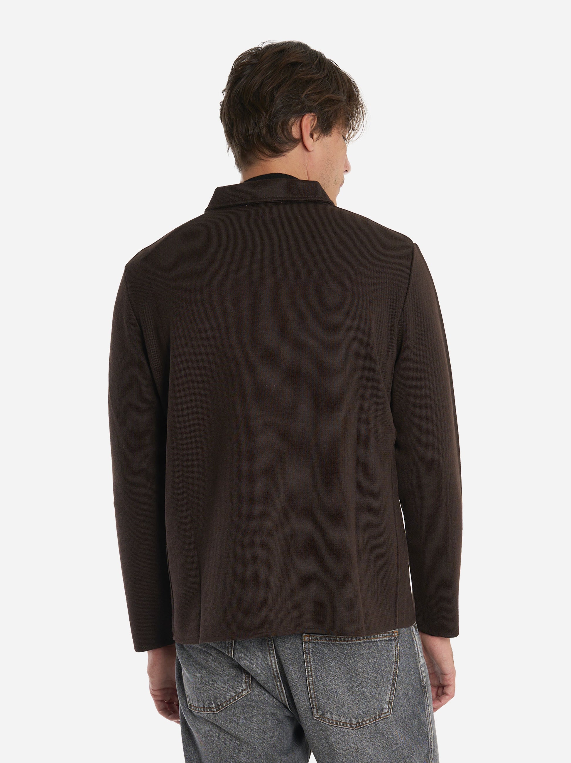 Giacca maglia con tasche in lana Marrone