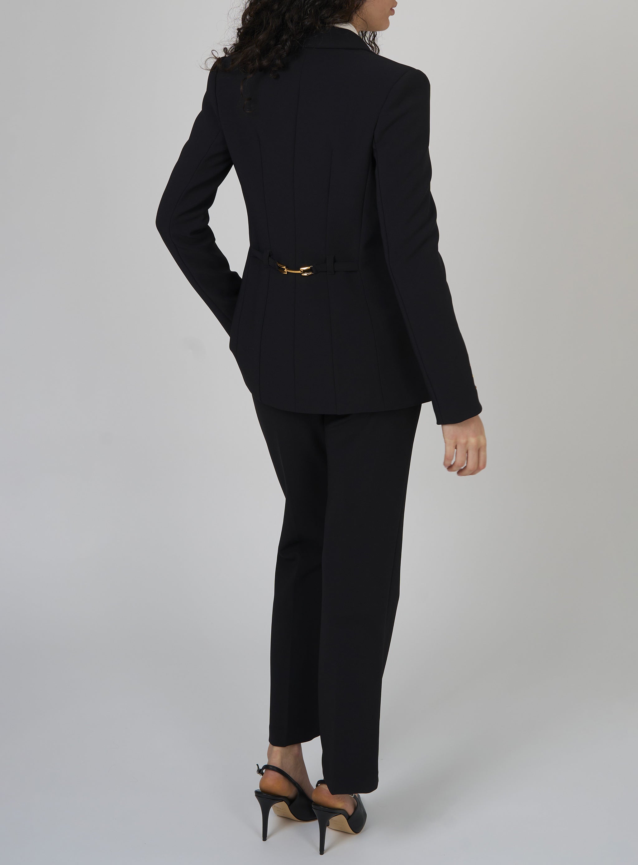 Tailleur monopetto in crepe Nero
