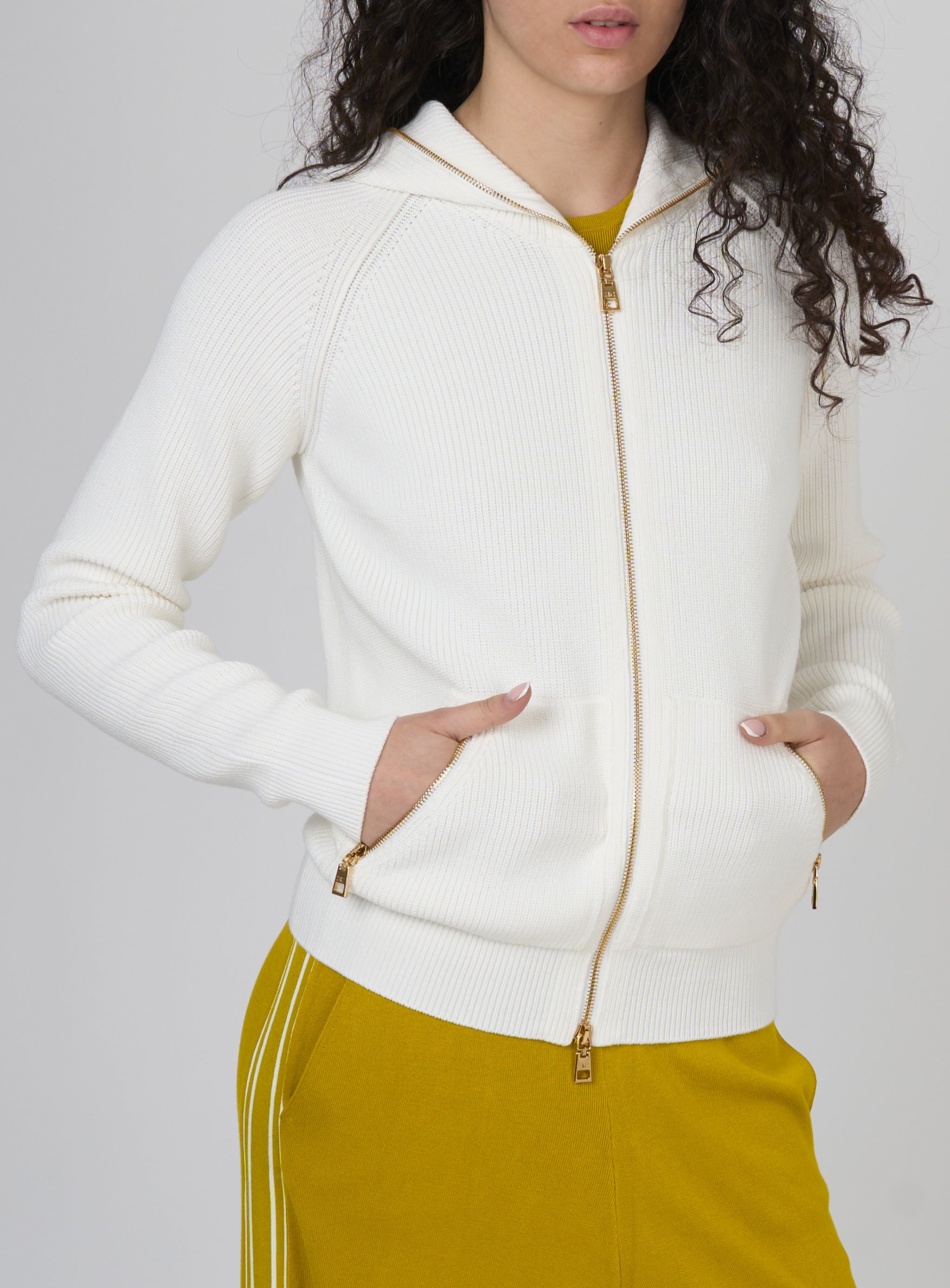 Cardigan in viscosa con cappuccio Bianco