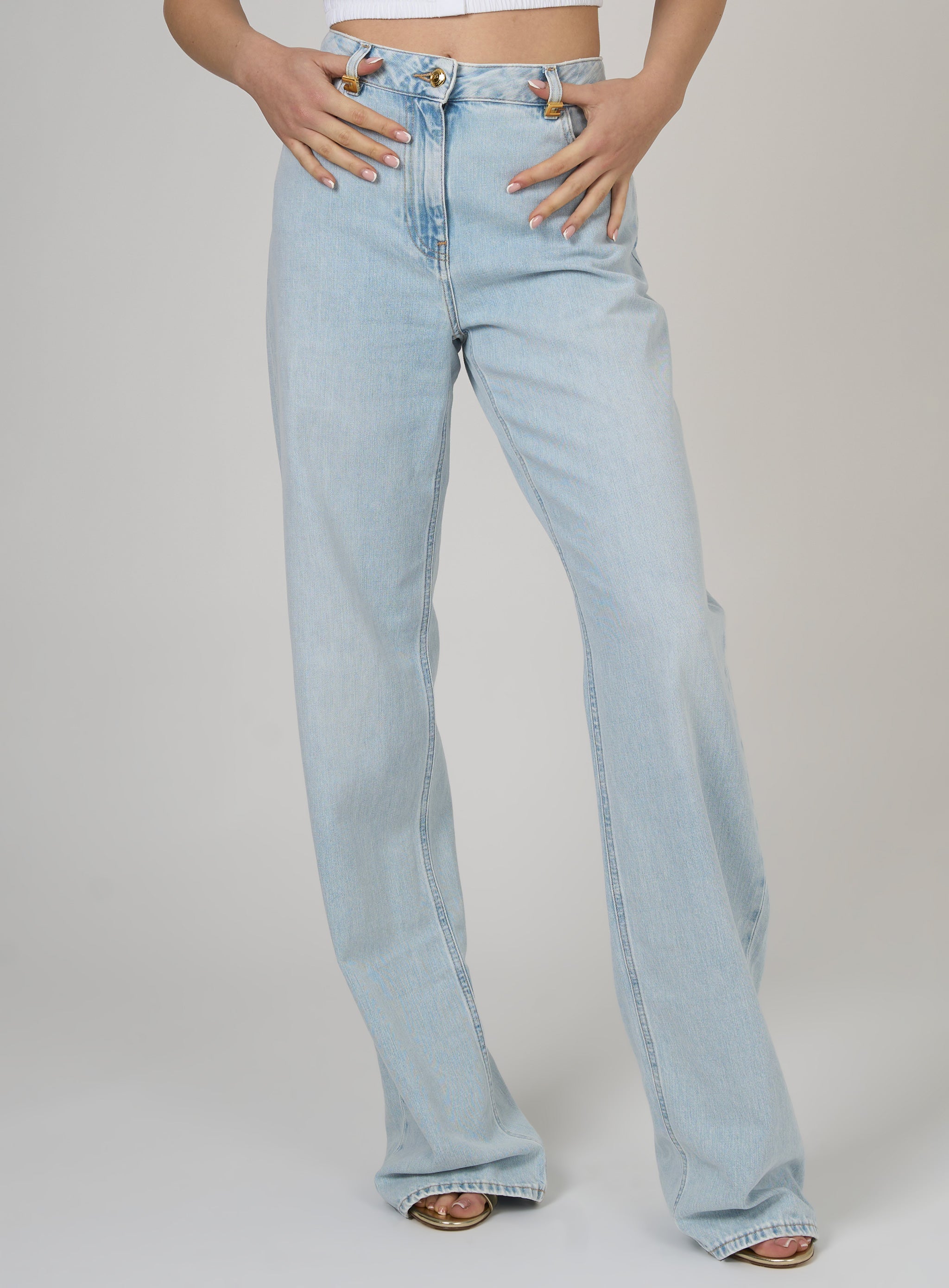 Jeans a palazzo con dettagli logo Blu
