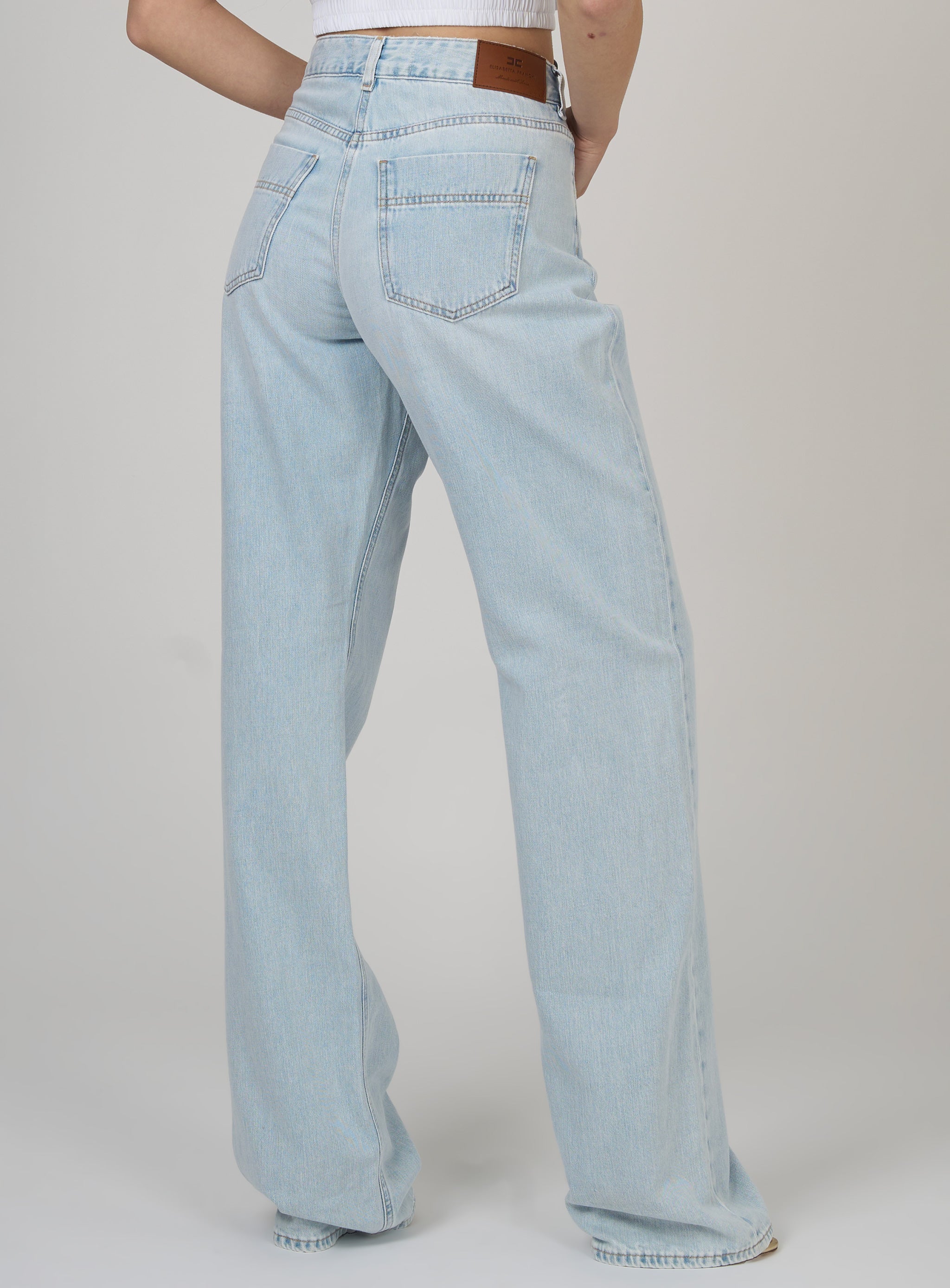 Jeans a palazzo con dettagli logo Blu