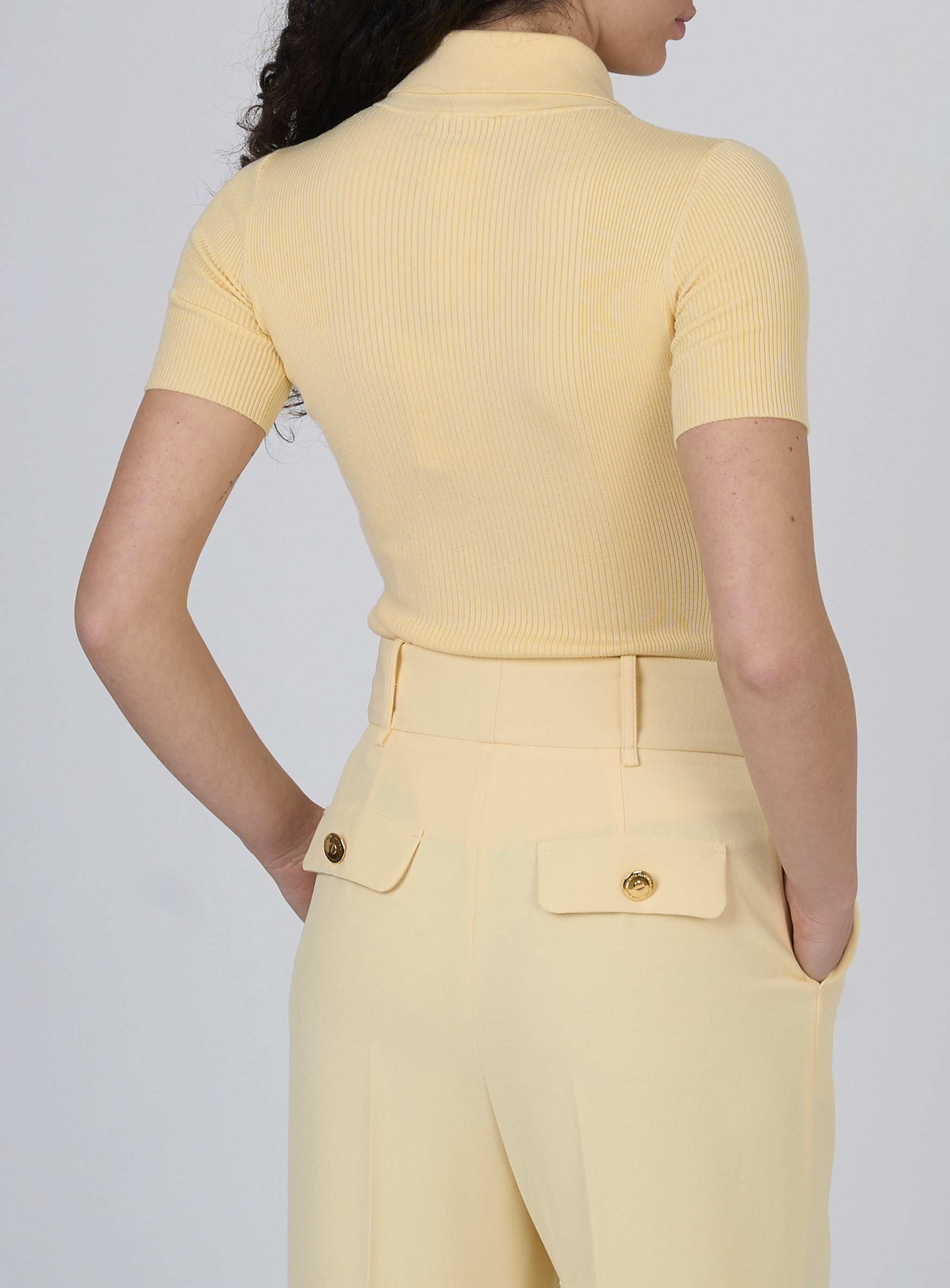 Polo a micro costine con taschino Giallo