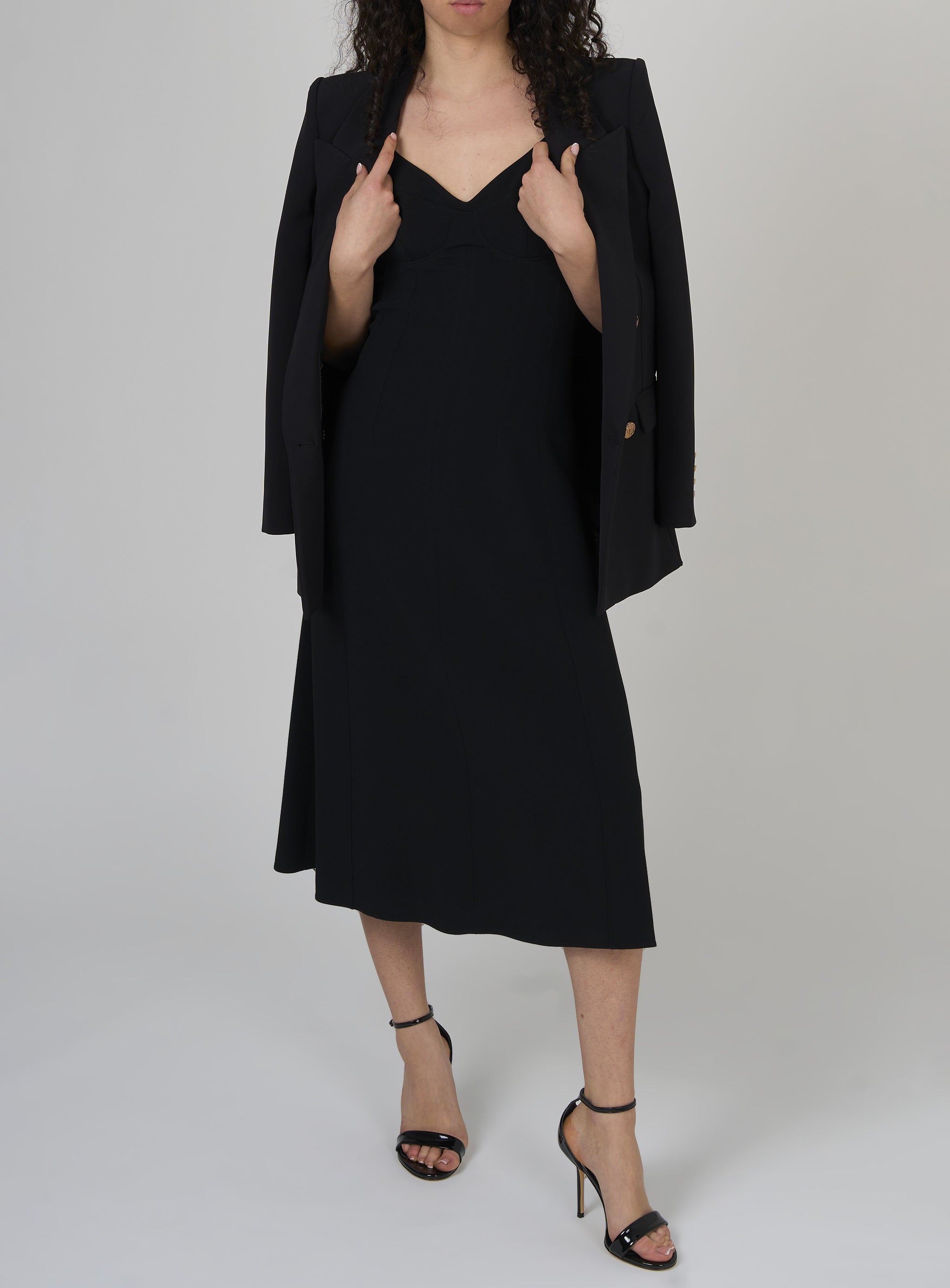 Abito in crêpe leggero con lacci criss-cross Nero