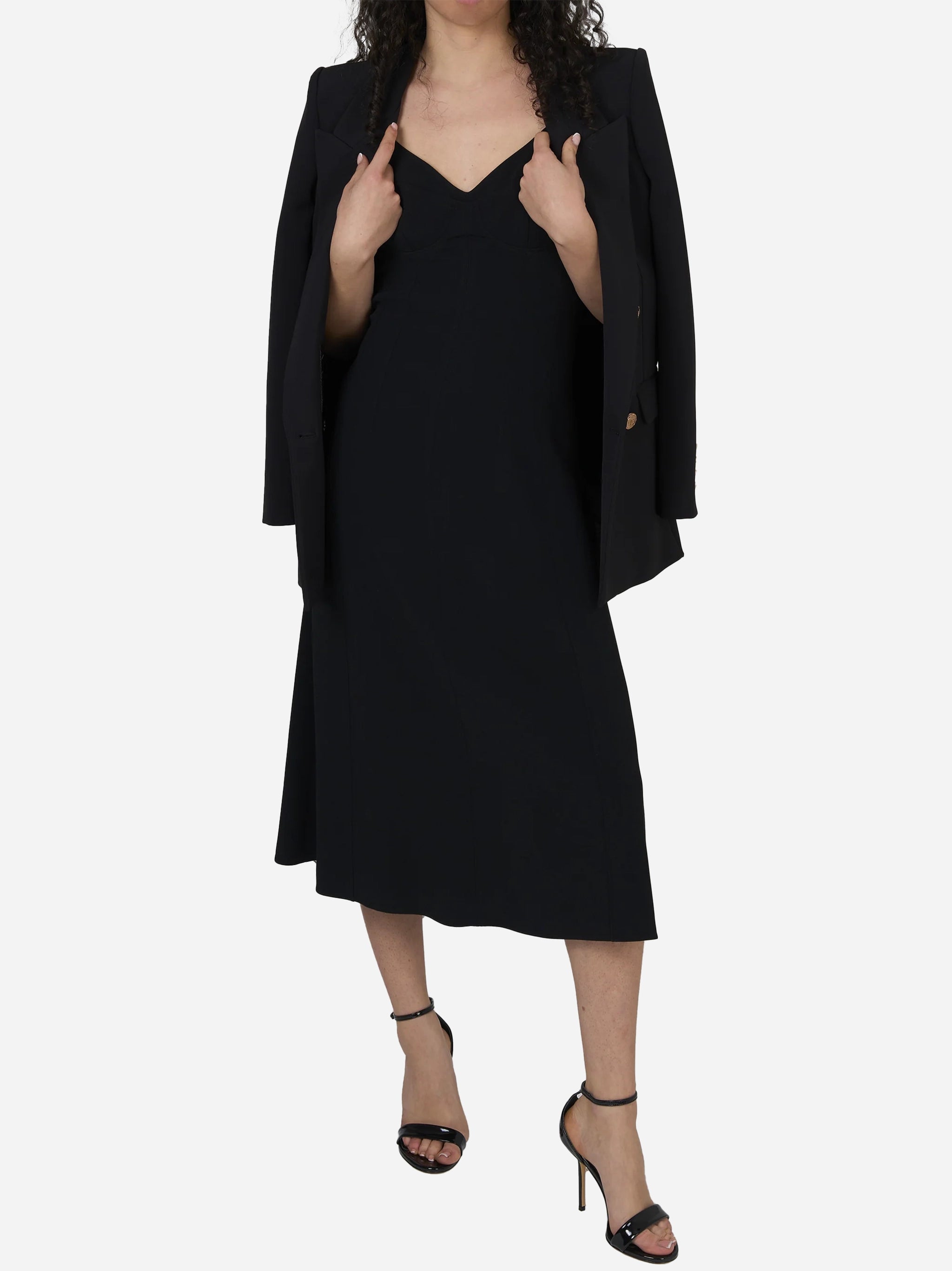 Lightweight crepe dress with criss-cross laces, Black