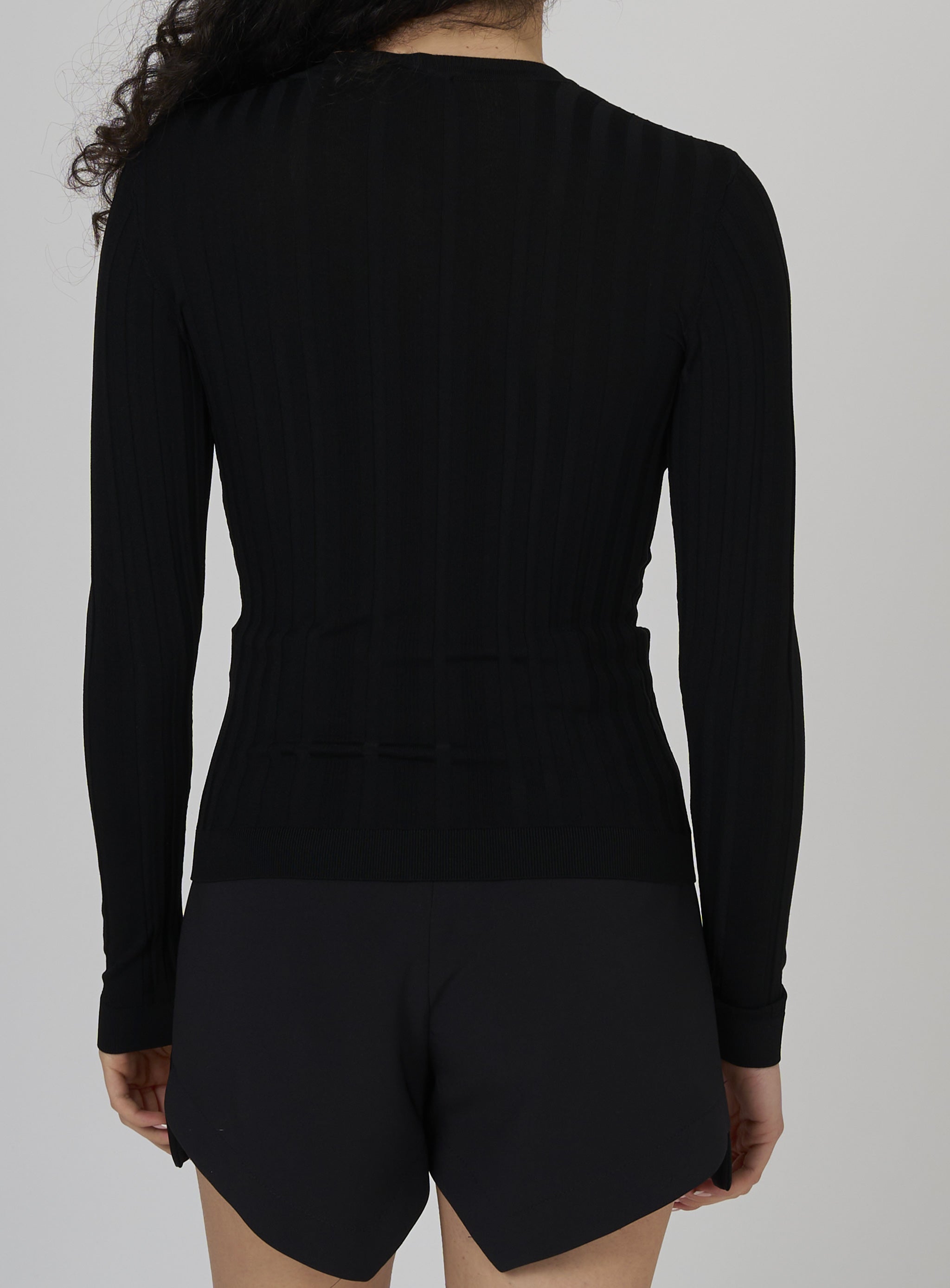 Cardigan in cotone con trasparenze e bottoni dorati Nero