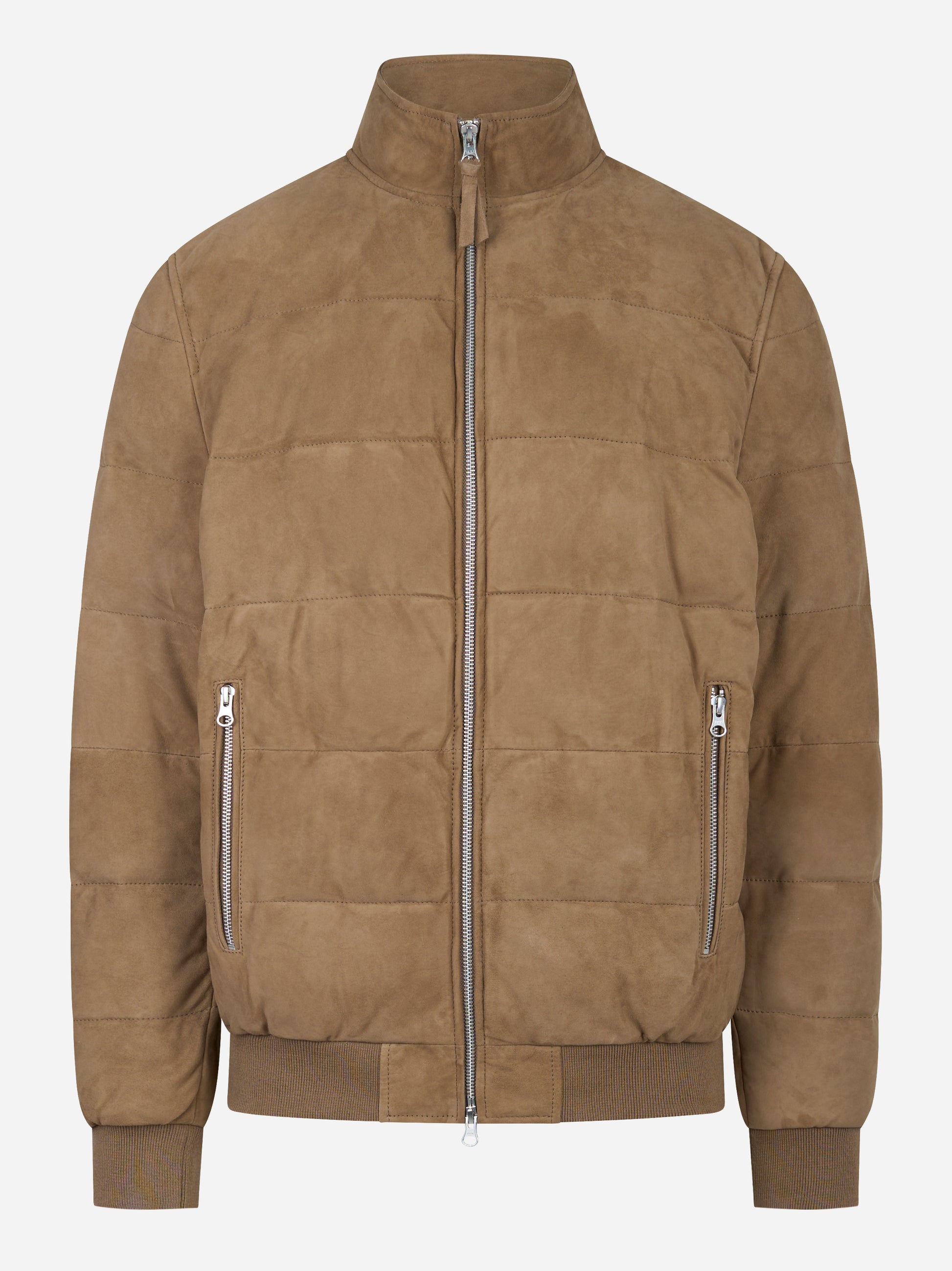 Bomber trapuntato in suede beige