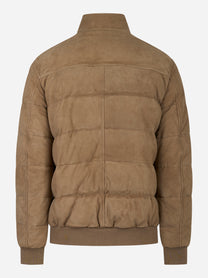 Bomber trapuntato in suede beige