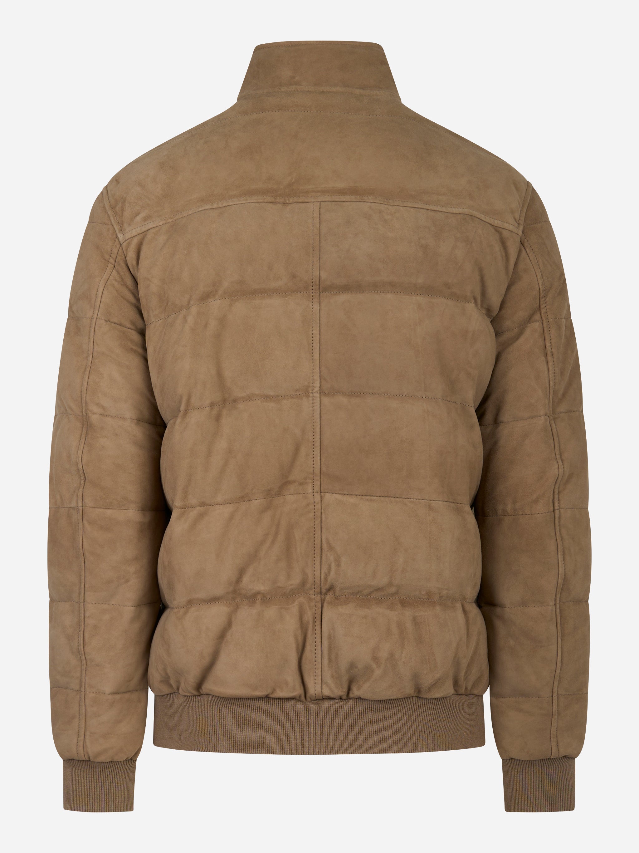 Bomber trapuntato in suede beige