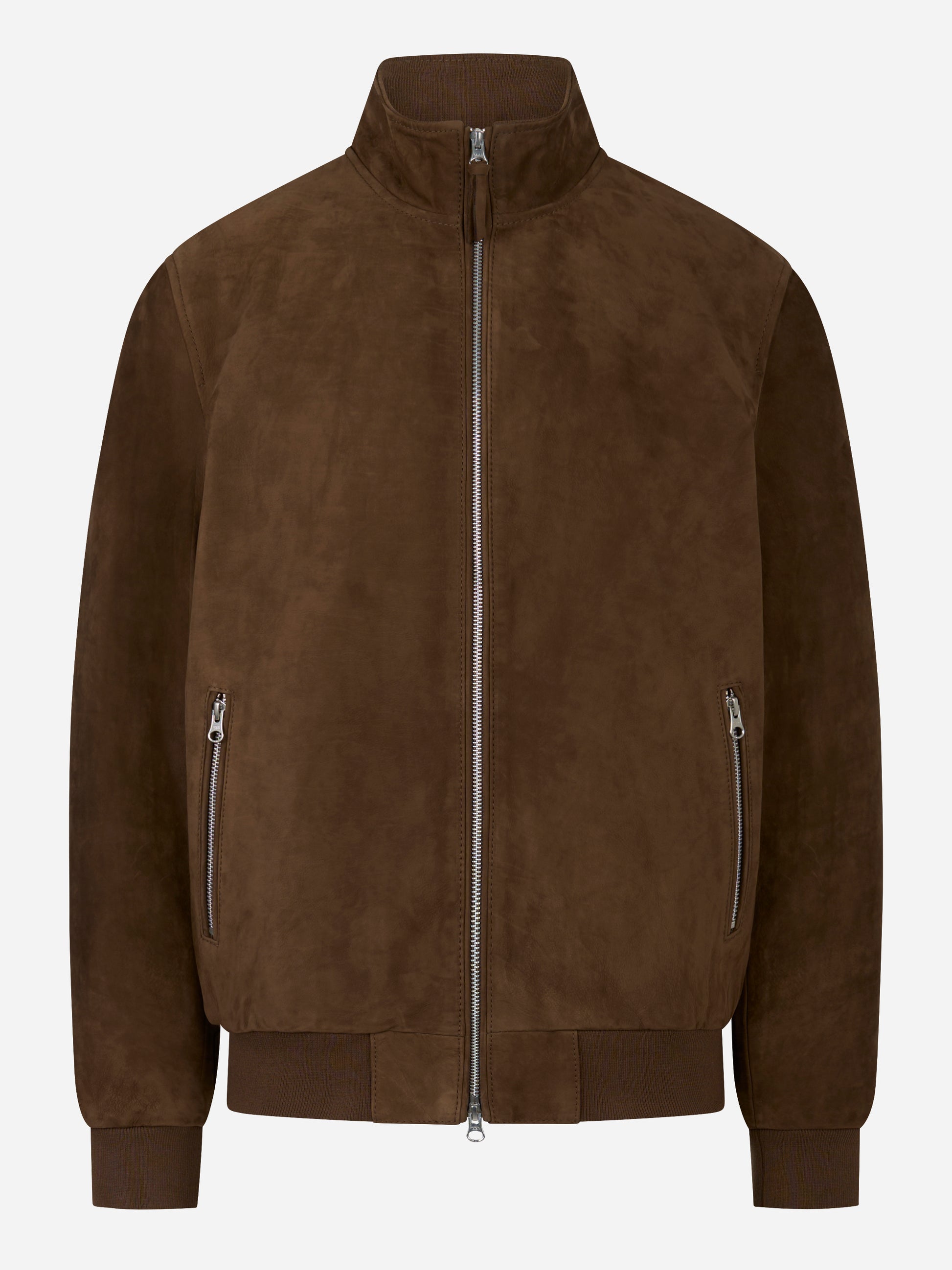 Bomber in suede marrone con zip