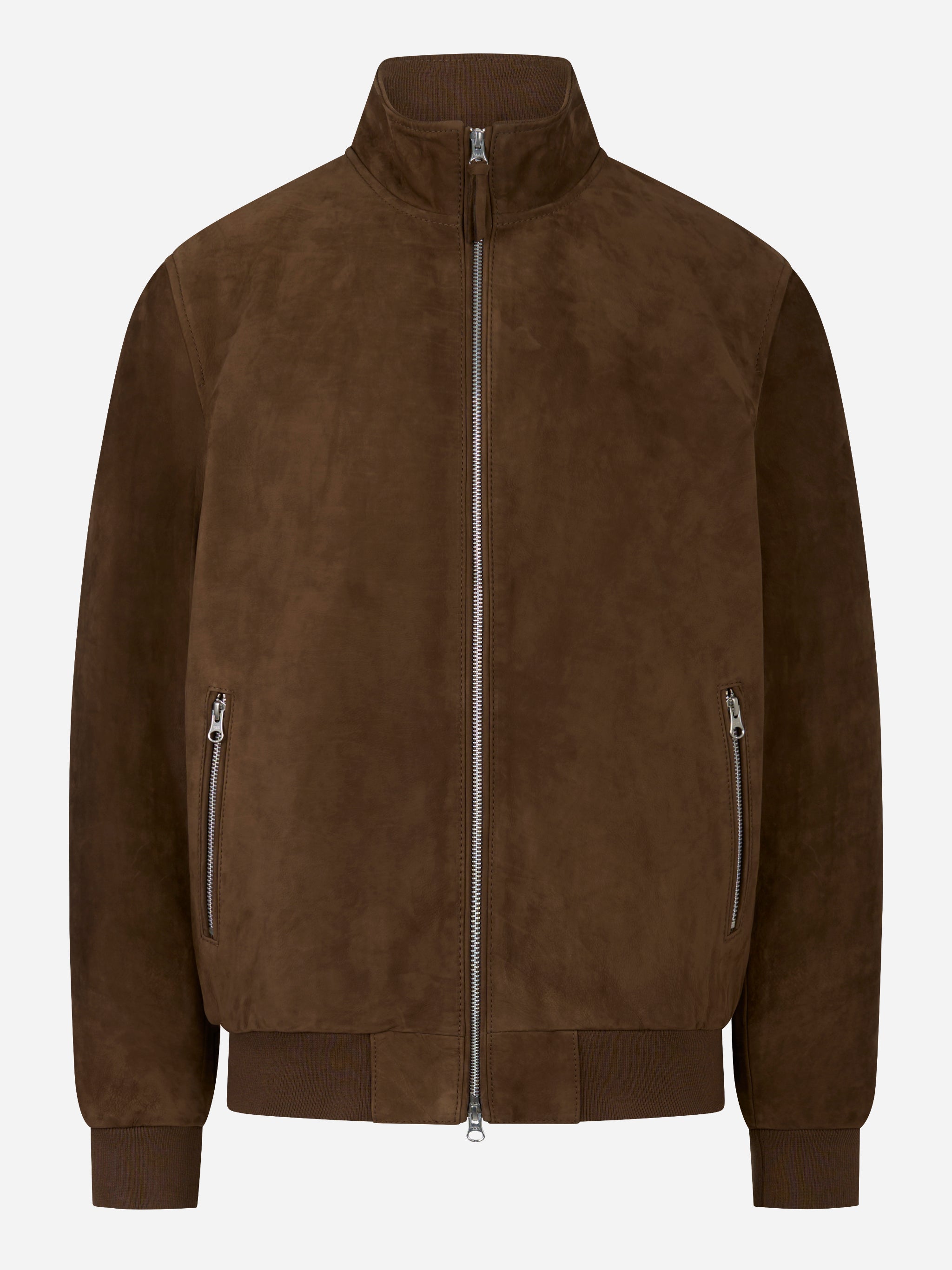 Bomber in suede marrone con zip