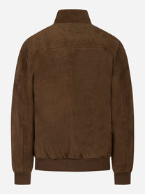 Bomber in suede marrone con zip