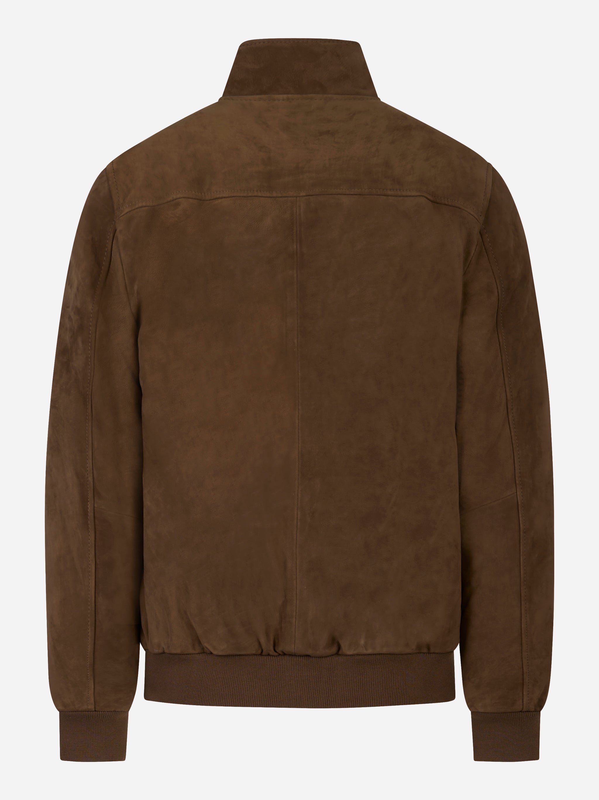 Bomber in suede marrone con zip