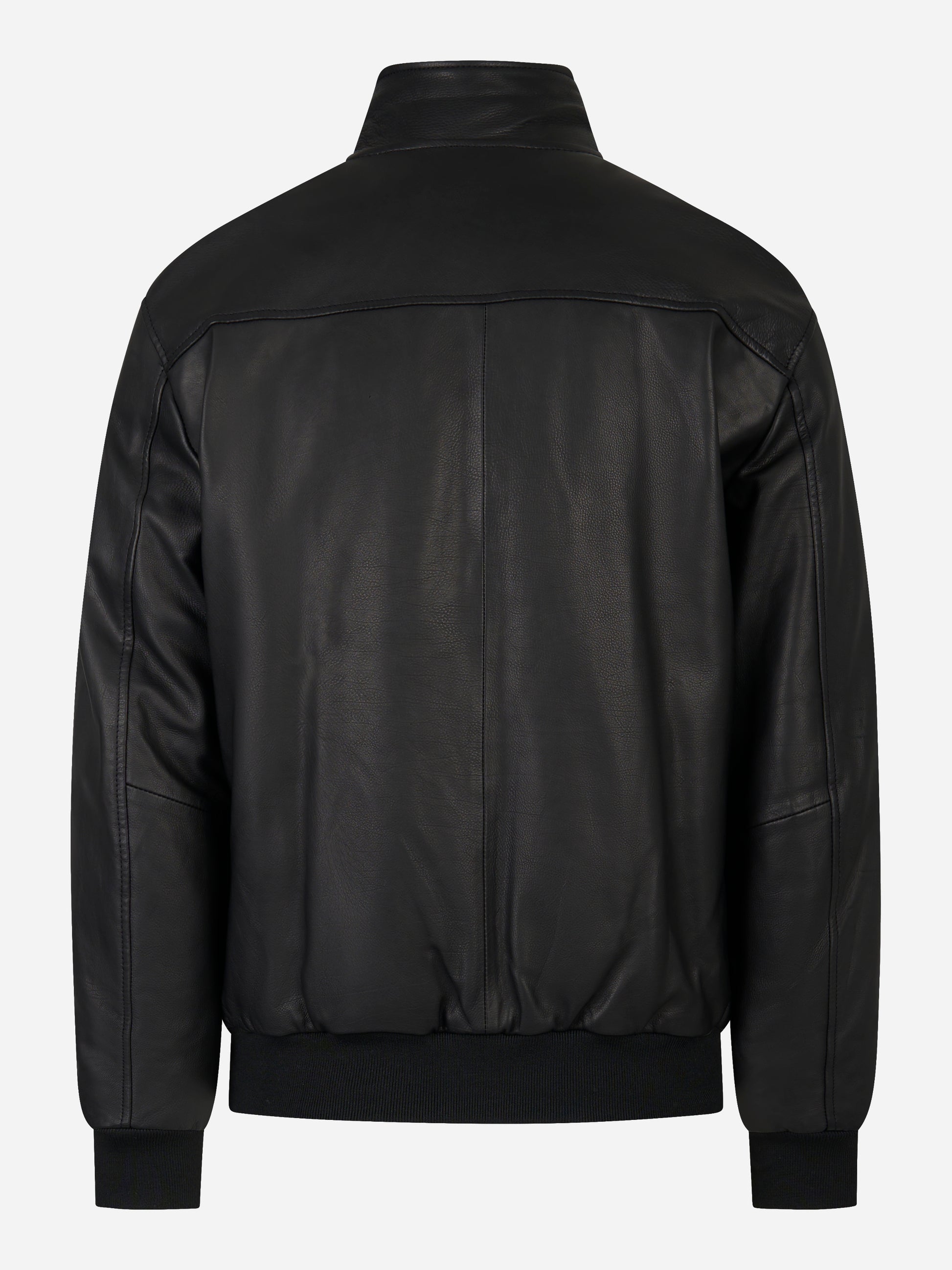 Bomber in pelle nero con zip