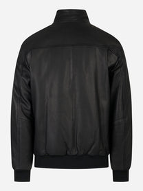 Bomber in pelle nero con zip