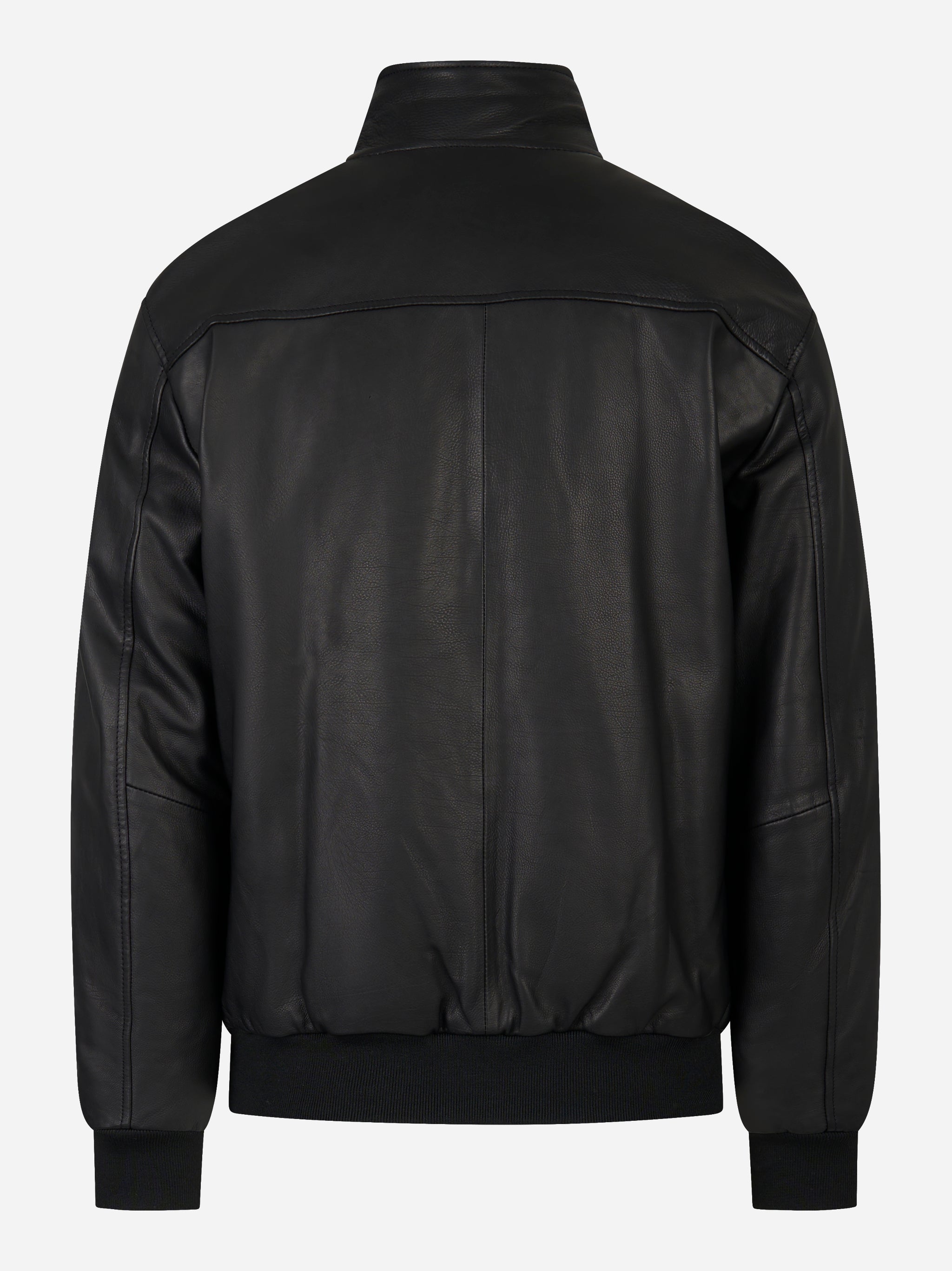 Bomber in pelle nero con zip