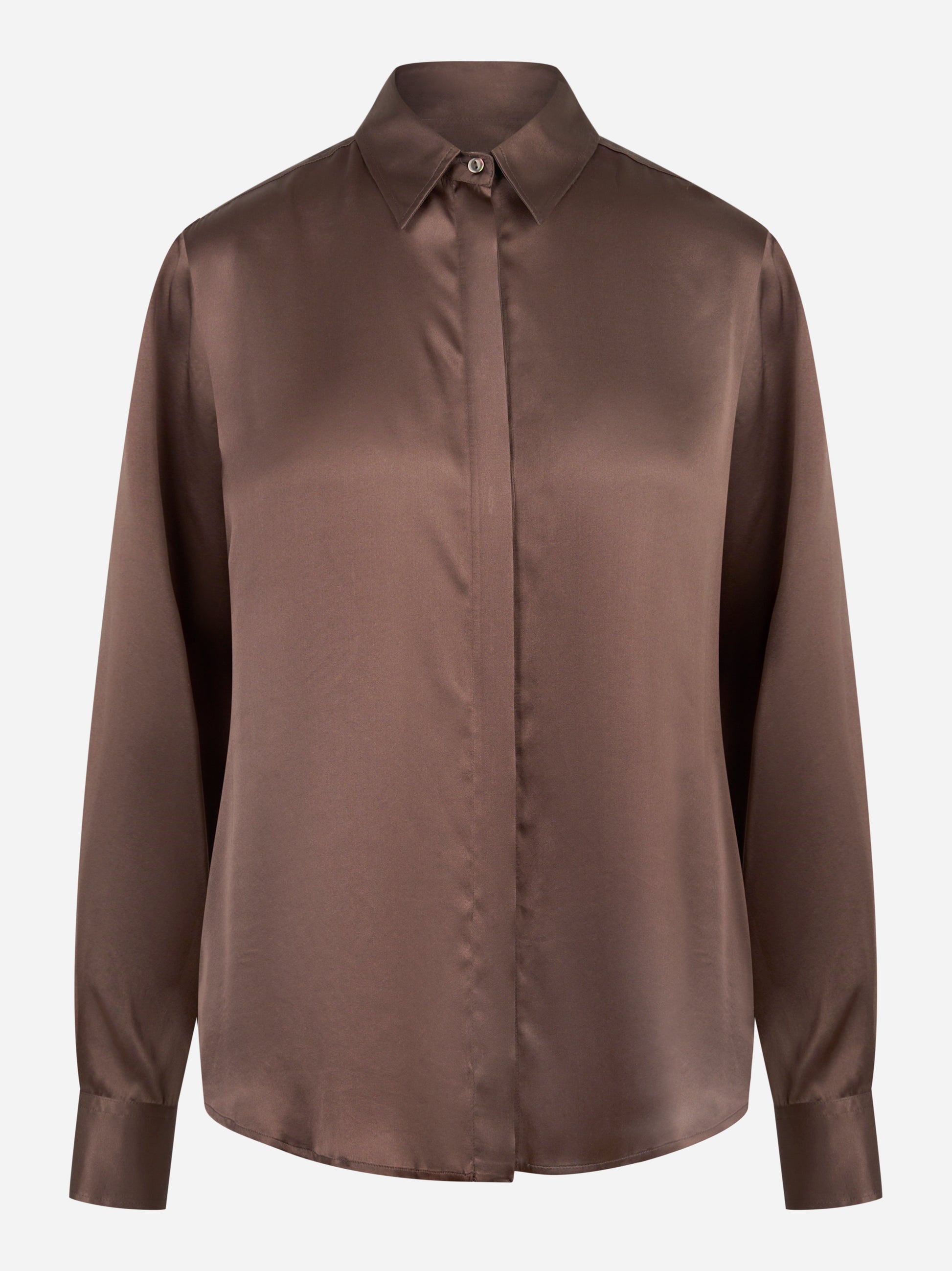 Camicia Chisone in seta stretch marrone