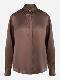 Camicia Chisone in seta stretch marrone