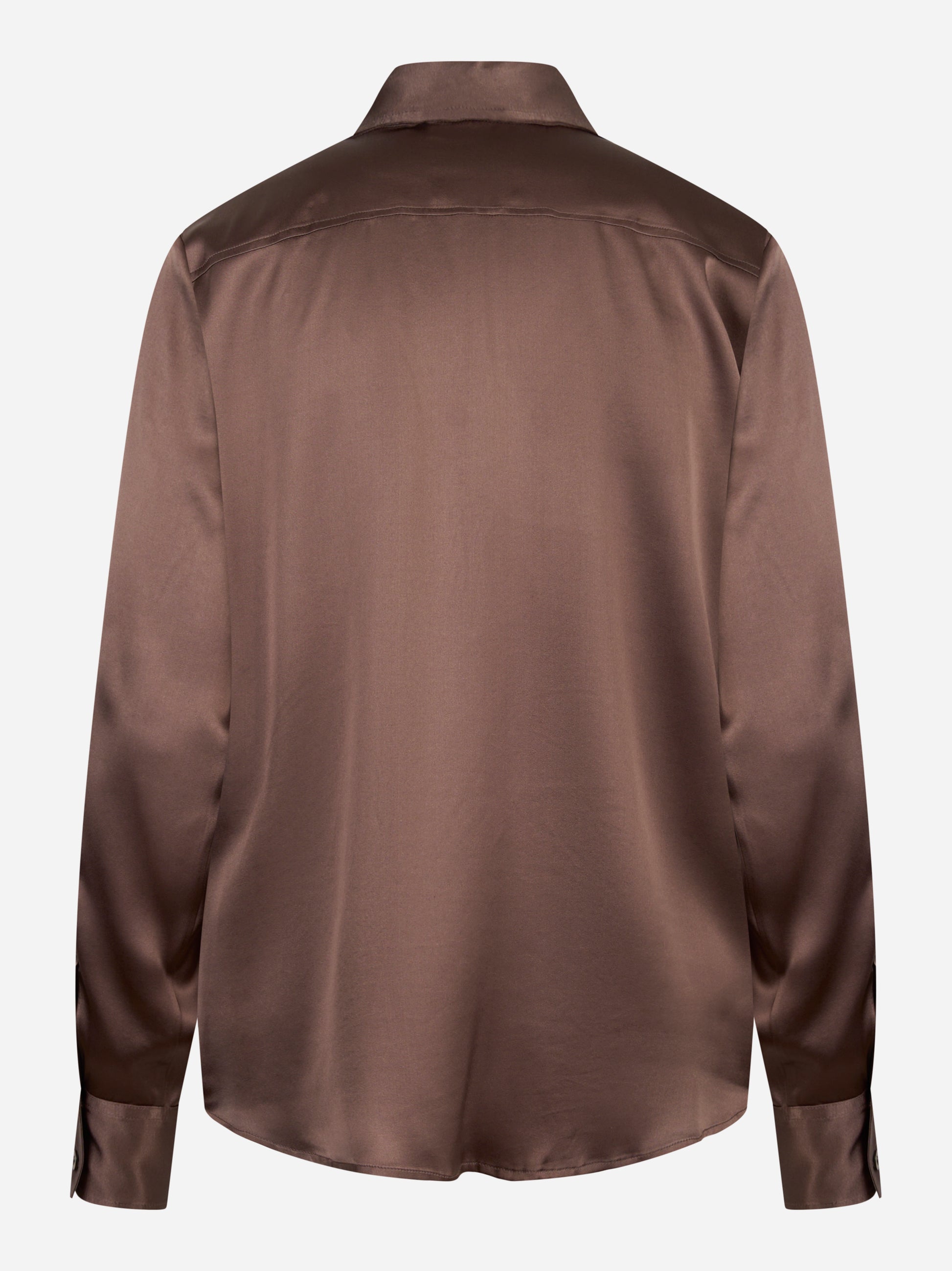 Camicia Chisone in seta stretch marrone
