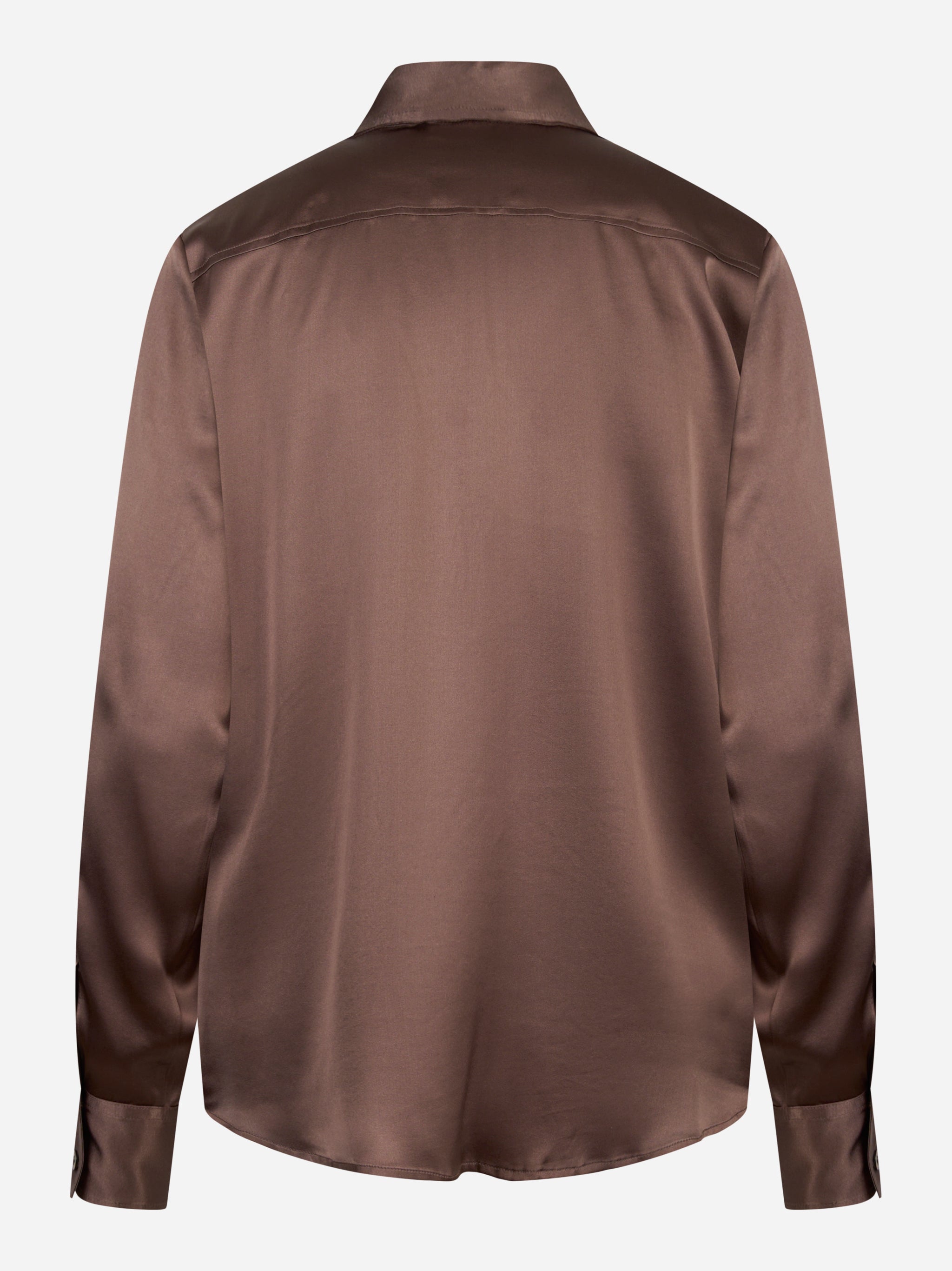 Camicia Chisone in seta stretch marrone