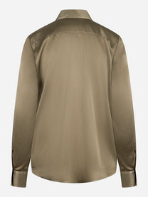 Camicia Chisone in seta stretch verde