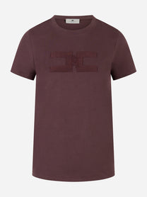 Elisabetta Franchi T-shirt in jersey di cotone Bordeaux MA00756E2EA4