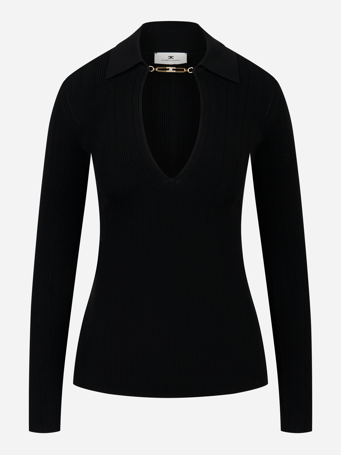 Elisabetta Franchi Maglia a costine con dettagli a jour MK09B56E2110
