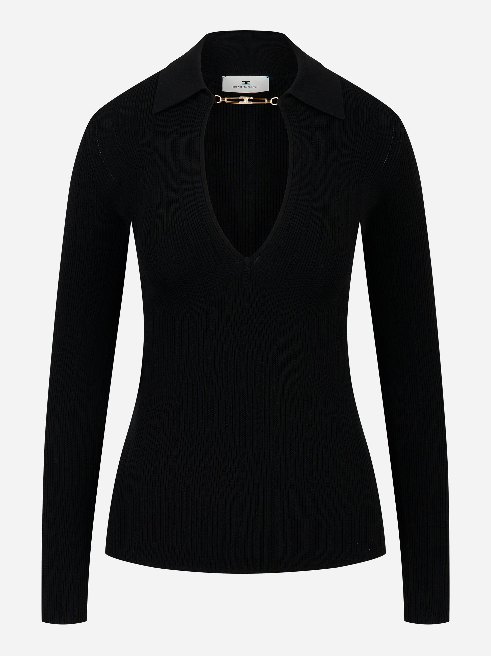 Elisabetta Franchi Maglia a costine con dettagli a jour MK09B56E2110