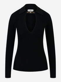 Elisabetta Franchi Maglia a costine con dettagli a jour MK09B56E2110